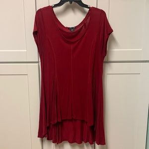 XXL Deep red/scarlet dress. Slightly longer on back. 100% Rayon, stretch fabric.